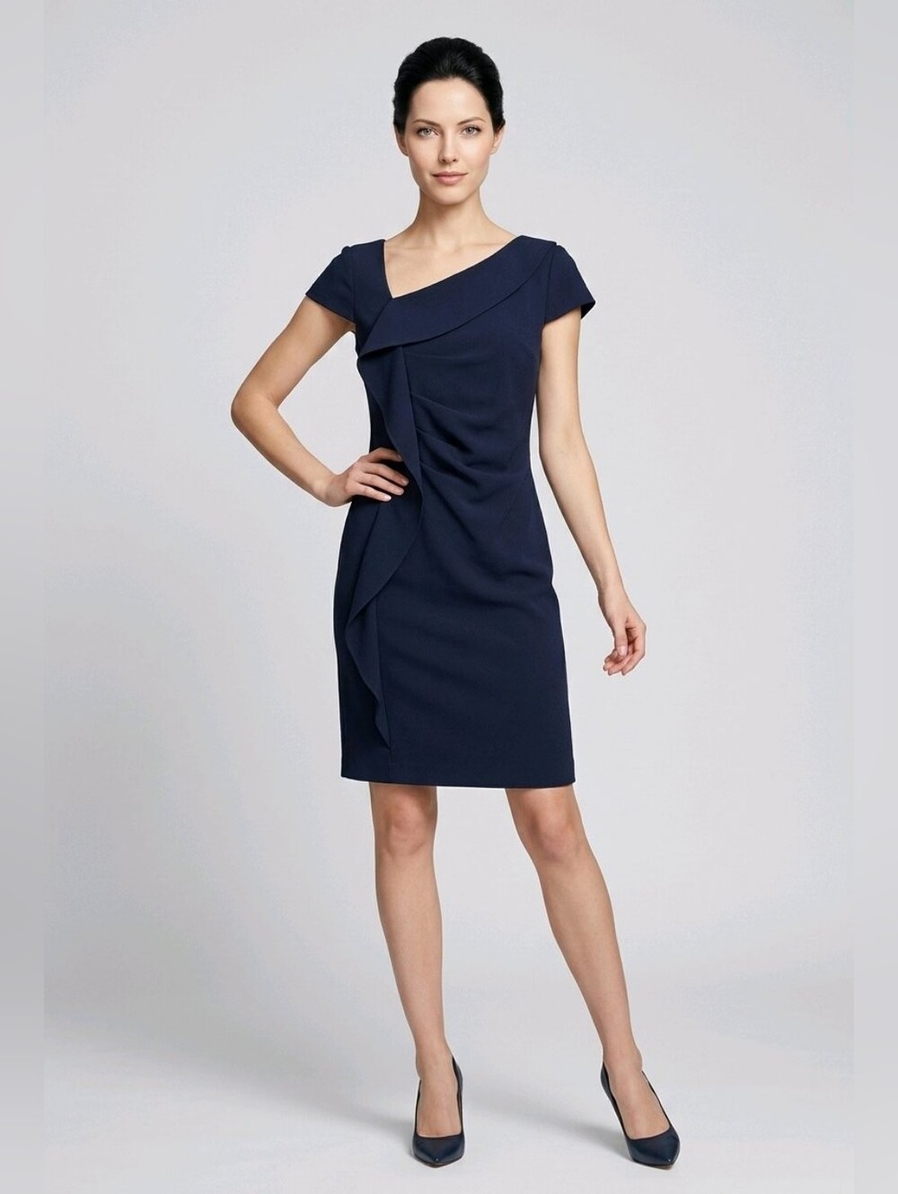 Ann Taylor Dark Navy Asymmetrical Dress